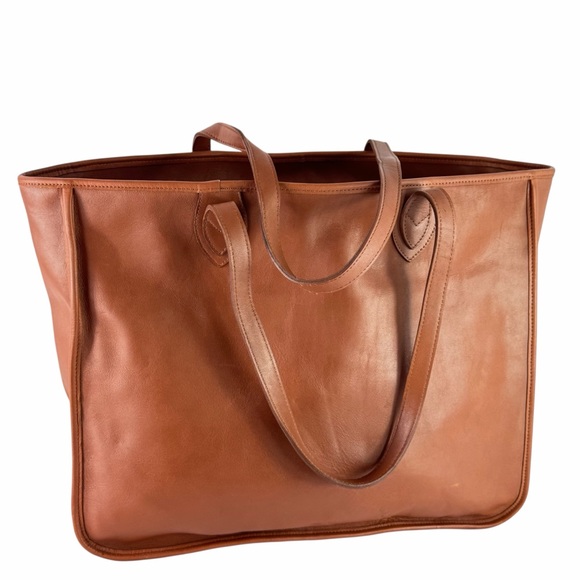 EL PORTAL Tote Bag in Brown Leather Tote Shopping Shoulder Bag Made in USA - Picture 3 of 12